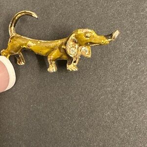 Gold Dachshund Brooch with BLING